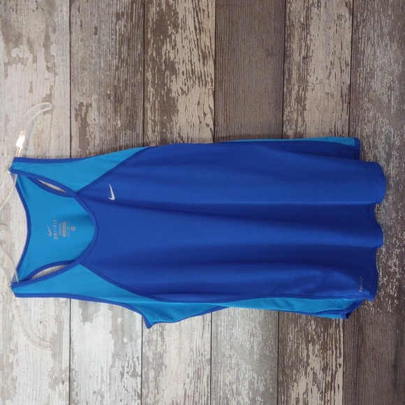 Nike Logo Work Out Dri-Fit Blue Light Weight Stretch Tank Top Women's Size M - Picture 1 of 7